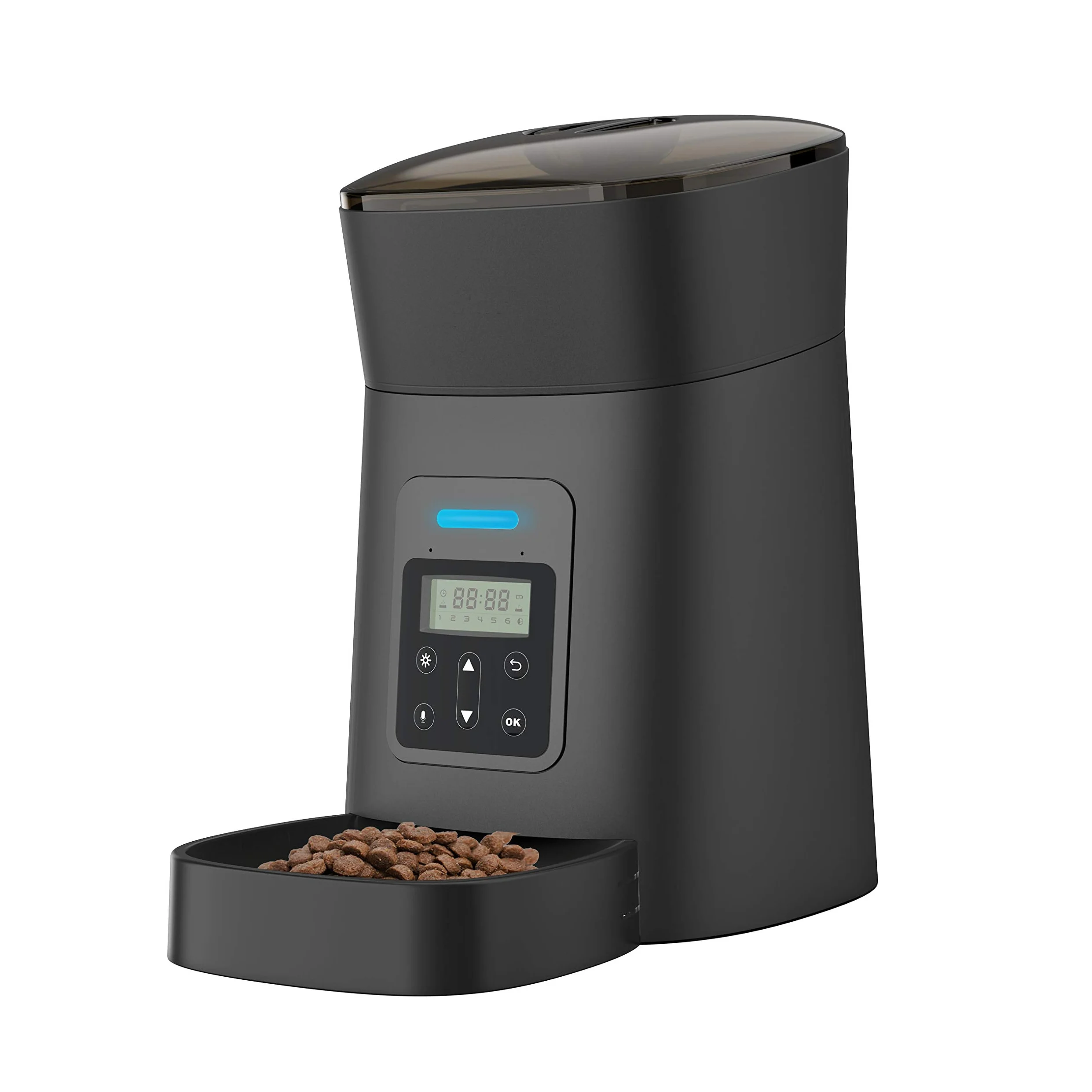 Clog-Free 4L Auto LED Pet Dry Food Dispenser Eco-Friendly 10s Voice Recorder Automatic Cat Feeder Battery Powered Plastic Design