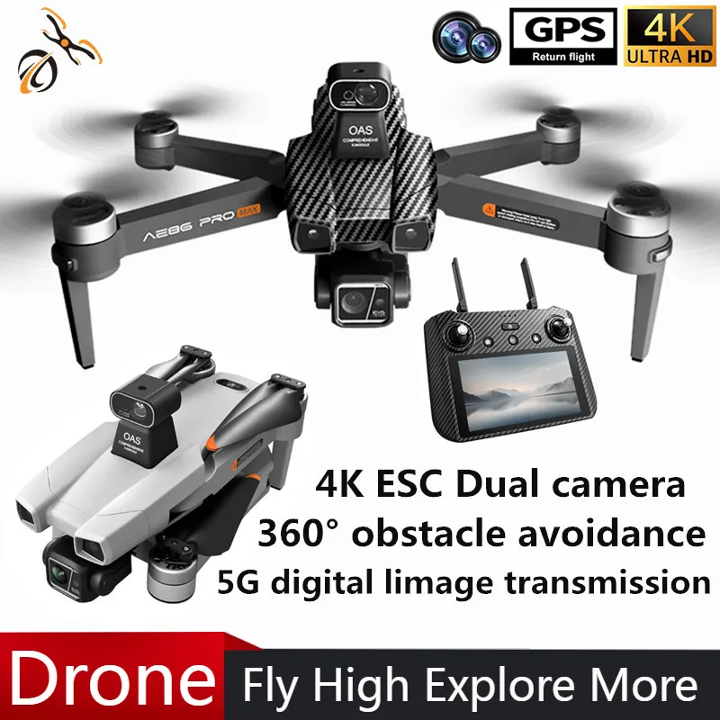 

AE86 PRO MAX Dron 4k HD Camera 3-Axis Gimbal Obstacle Avoidance Rc fpv Mini Drones Brushless Motor Gps Quadcopter with Screen