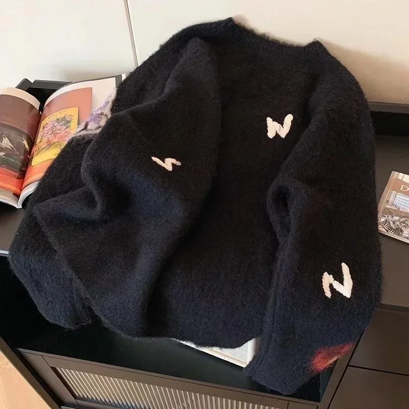 

Floral Vintage Pullovers for Women Fall Winter Clothing O-neck Casual Jumper Korean Sueter Mujer Knitted Chic Sweater Pull Femme