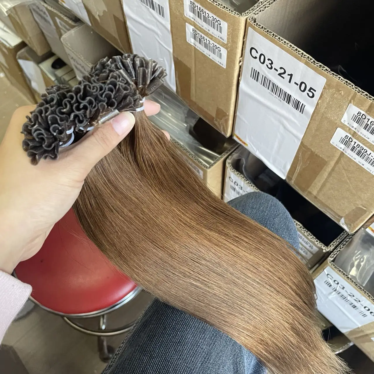 وصلات شعر على شكل حرف U لون بني 4 #   100% وصلات شعر بشري قبل المستعبدين 30 جرام/50 ثانية الساخن الانصهار الكيراتين الترابط الشعر 12-20in