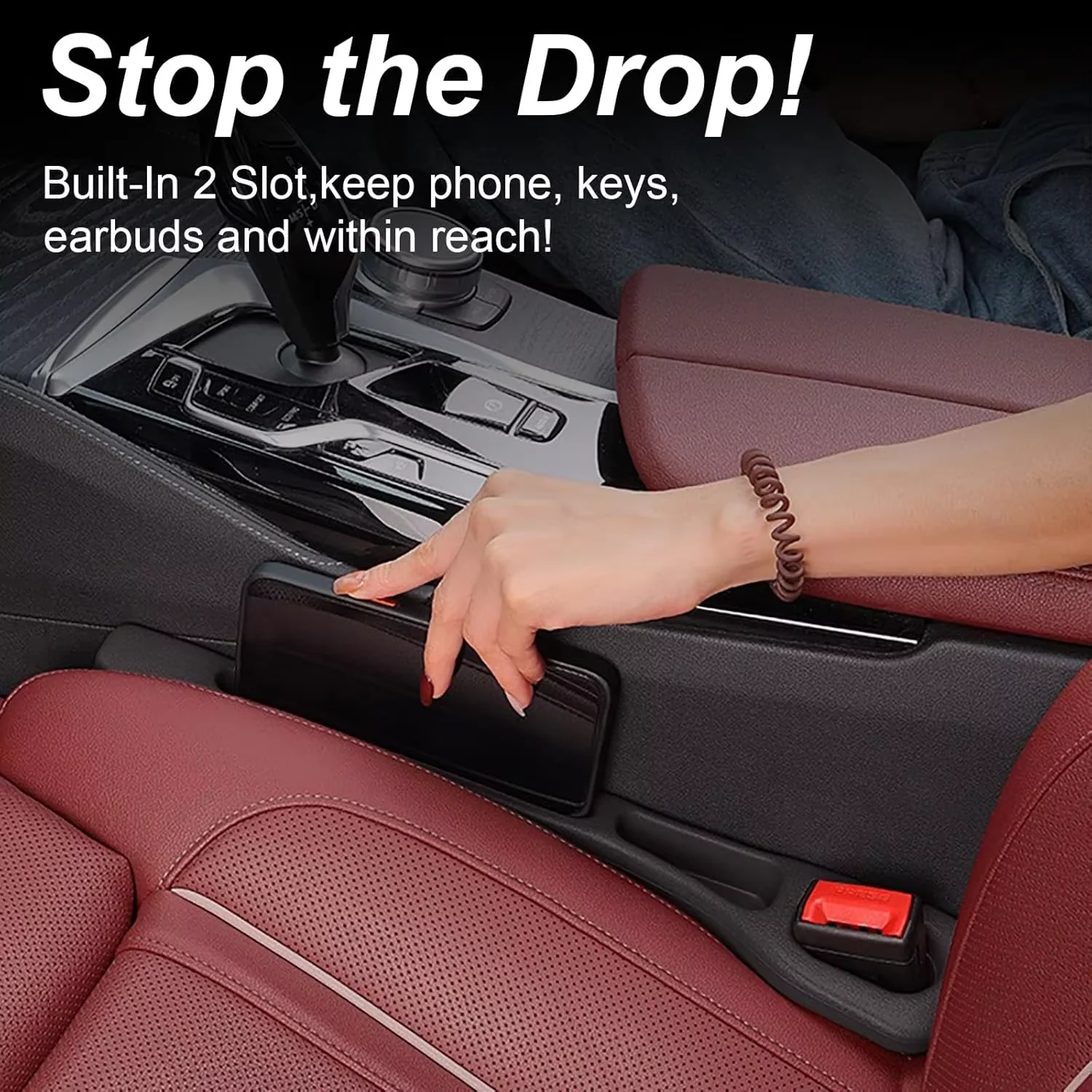 2Pcs Car Seat Gap Filler Organizer PU Universal Car Seat Gap Anti-leak Stopper Strip Slot Seat Gap Storage Organizer Accessories