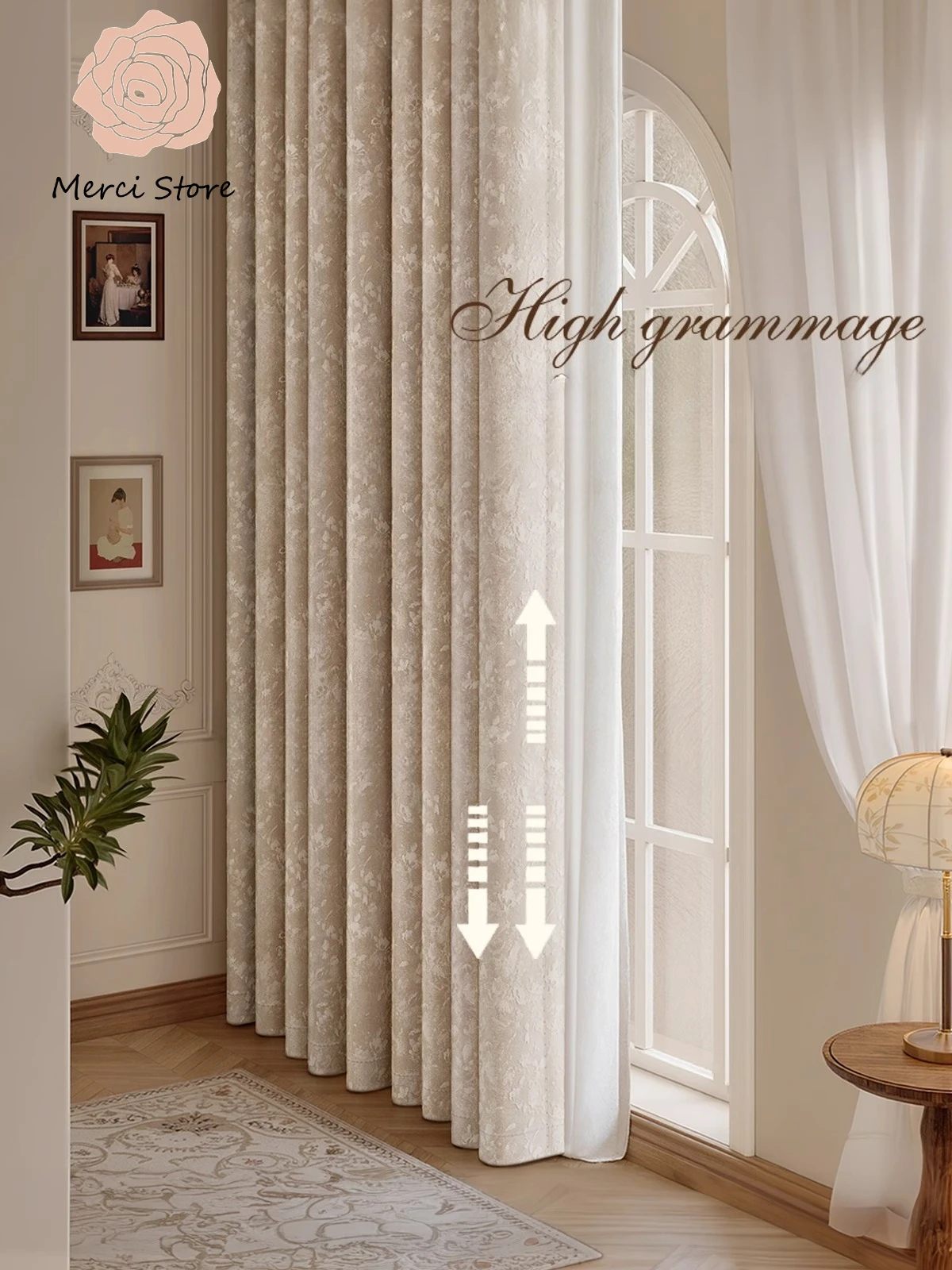 

New French Retro Chenille Blackout Soundproof Luxury Curtains for Living Room Bedroom High End Fabric Drapes Custom