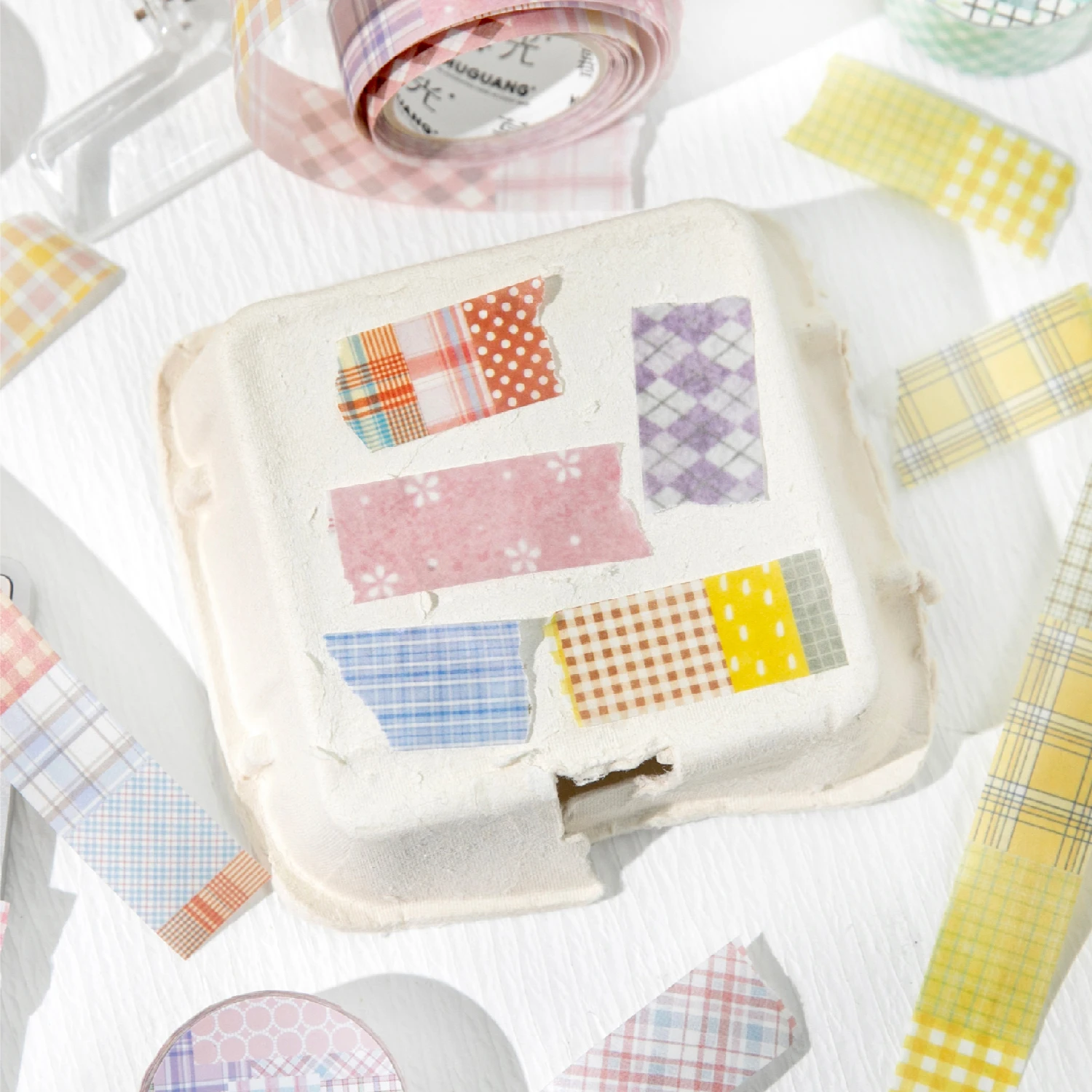 1 Roll Linen Plaid Theme Retro Washi Tape for DIY Journal, Photo Frame Collage Material, Scrapbook, Phone Case Decoration