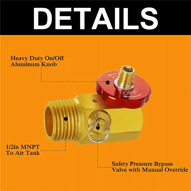 ABSE-2er-Pack Lufttankverteiler mit Füllanschluss, Sicherheitsventil und 1/2 Zoll NPT-Tank x 1/4 Zoll NPT-Schlauch x 1/8 Zoll NPT-Messgerät