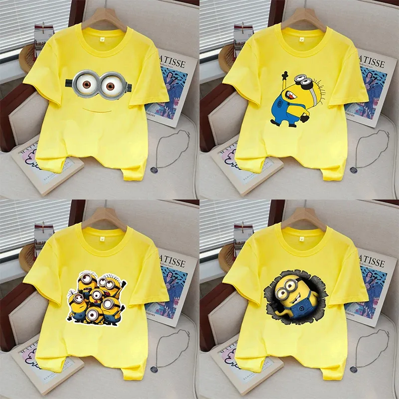 

Despicable Mes Minionss Child T-shirt Short Sleeve Cute Anime Toys Movie Print Tee Shirt Cotton Kids Summer Kawaii Party Clothes
