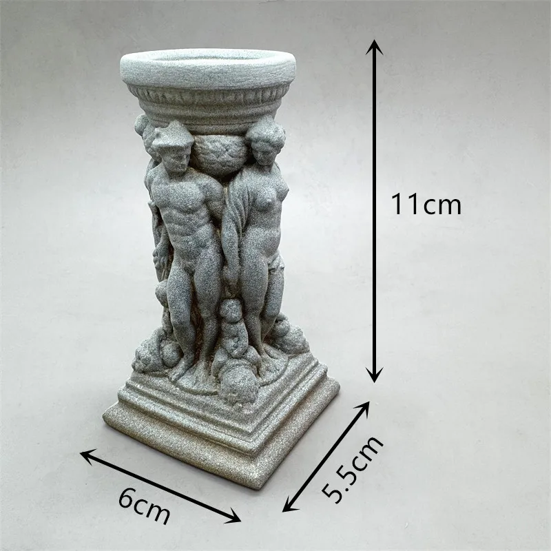 Fan Yong Four Roman Column European Baroque Candlestick Silicone Mold Making Gypsum Resin Concrete Desktop Decoration view 4