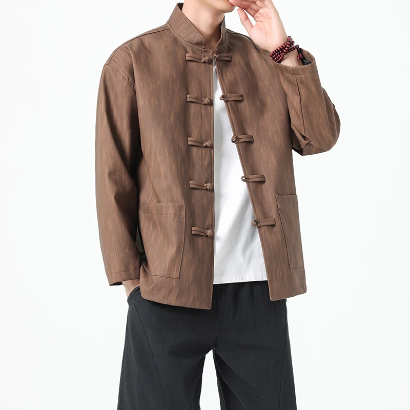 

2026 Autumn Men Pu Tang Suit Jacket Men Chinese Traditional Coats Kung Fu Coat Male Festival New Year Retro Jacket Shirts