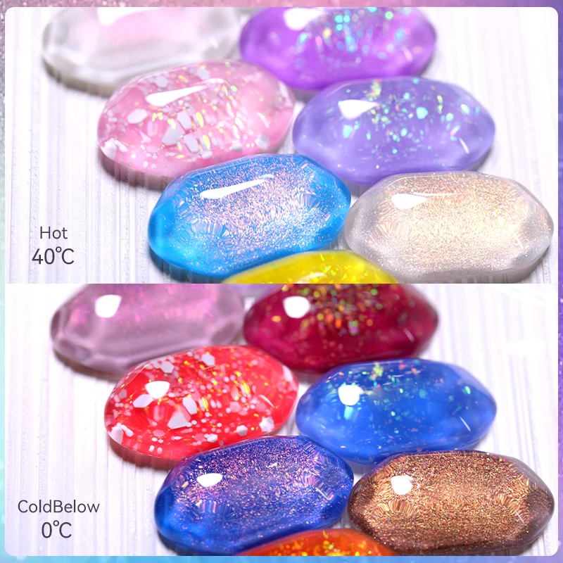 LILYCUTE 7ML Auroras Gel térmico Esmalte de uñas Púrpura Brillo Temperatura Cambio de Color Semi permanente Soak Off UV Nail Art Gel