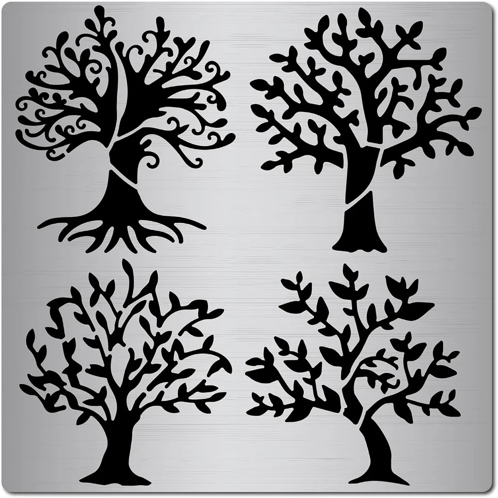 6.3 Inch Tree of Life Metal Stencil Leaves Stencils Stainless Steel Leaf Painting Reusable Templates Journal Tool for Painting