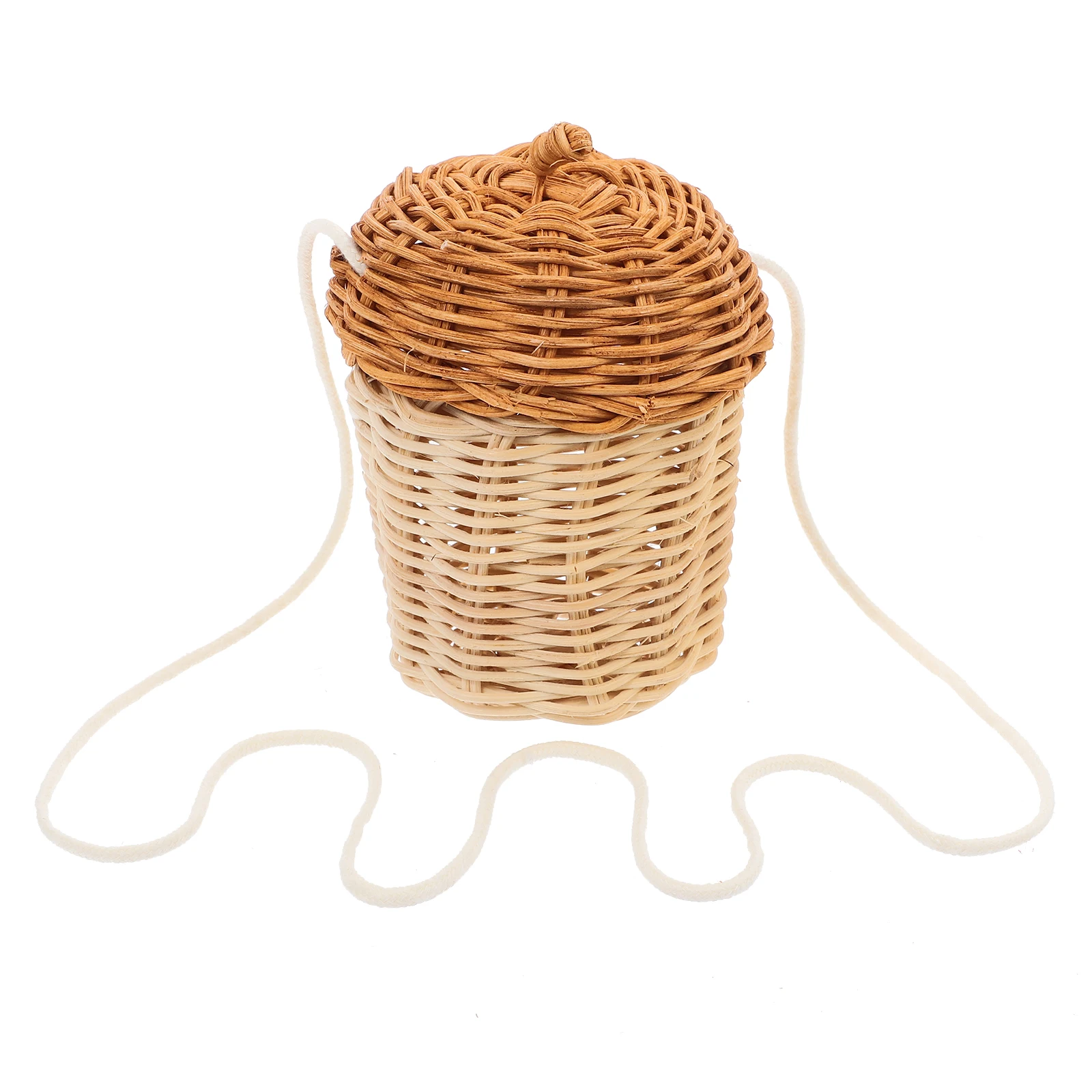 

Handwoven Rattan Acorn Shaped Storage Basket Wicker Organizer Decorative Home Basket Bag Mini Shoulder Purse For Women