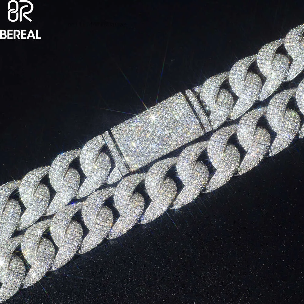 High Quality 14mm Vvs Moissanite Cuban Link Chain Necklace Custom Iced Out Round Brilliant Cut 925 Silver Bracelet for Men Women