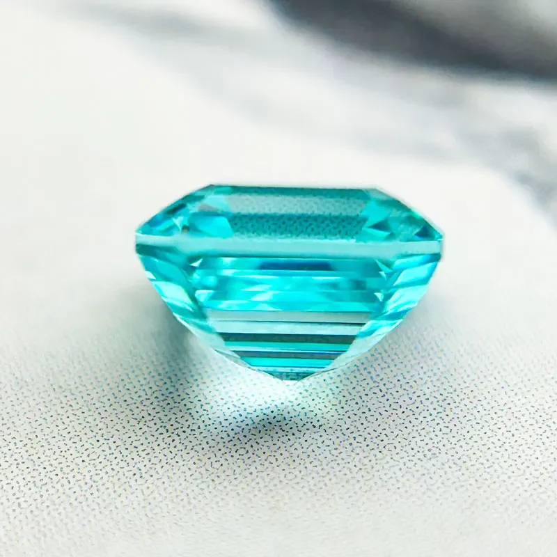 H-Lab gezüchteter Saphir in Paraiba-Farbe, quadratische Form, Asscher-Schliff, VVS1, der Charme der Schmuckherstellung mit Zertifikat, Großhandelspreis – Detail 5