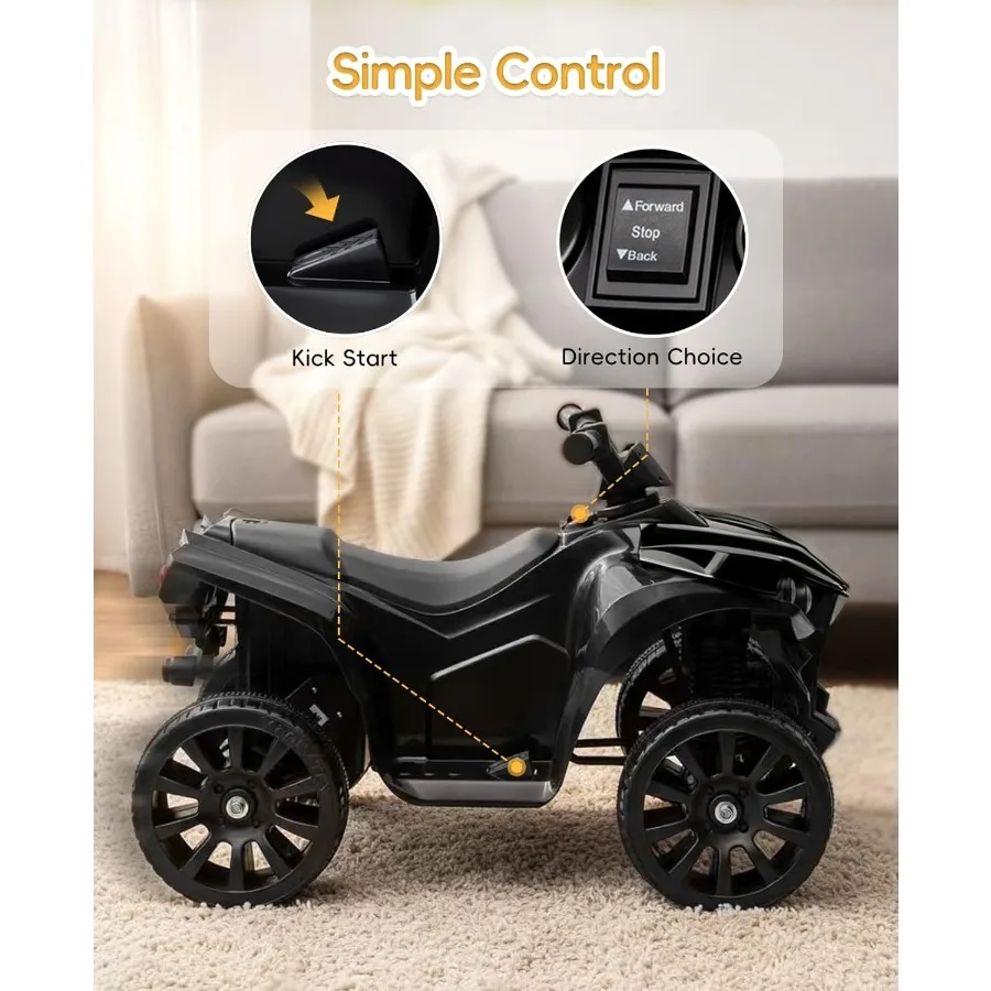 Ride on Toys for Toddlers 1.5-4 ATV with Play Time Up to 70 Minutes 4 Wheeler Quad Electric Car with Safe 1.8MPH Speed Driving