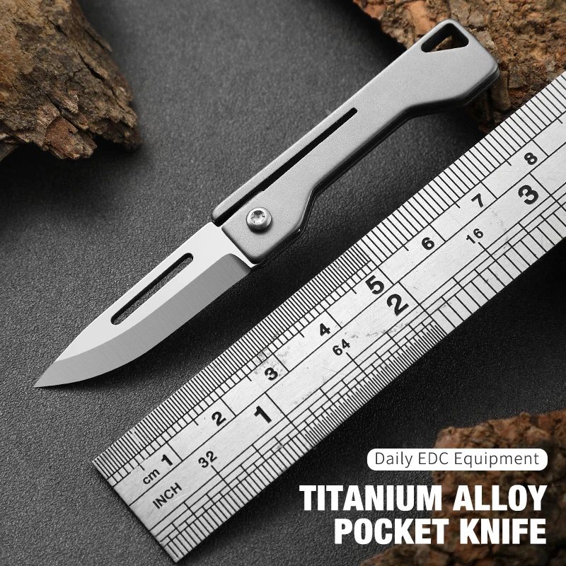 Titanium Alloy Sharp Folding Knife Titanium Mini Knife Gift Outdoor Camping Knife Edc Keychain Pendant Unpacking Express Opener