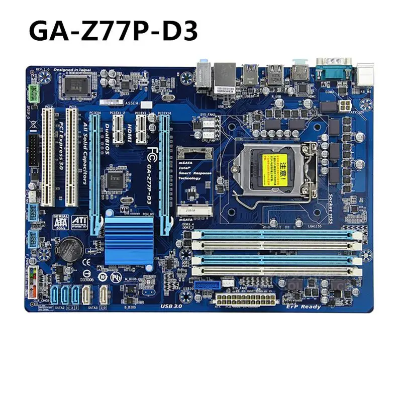 

New For GA-Z77P-D3 Desktop Motherboard Z77 Socket LGA 1155 i3 i5 i7 DDR3 32G ATX UEFI BIOS Original Z77P-D3 Mainboard