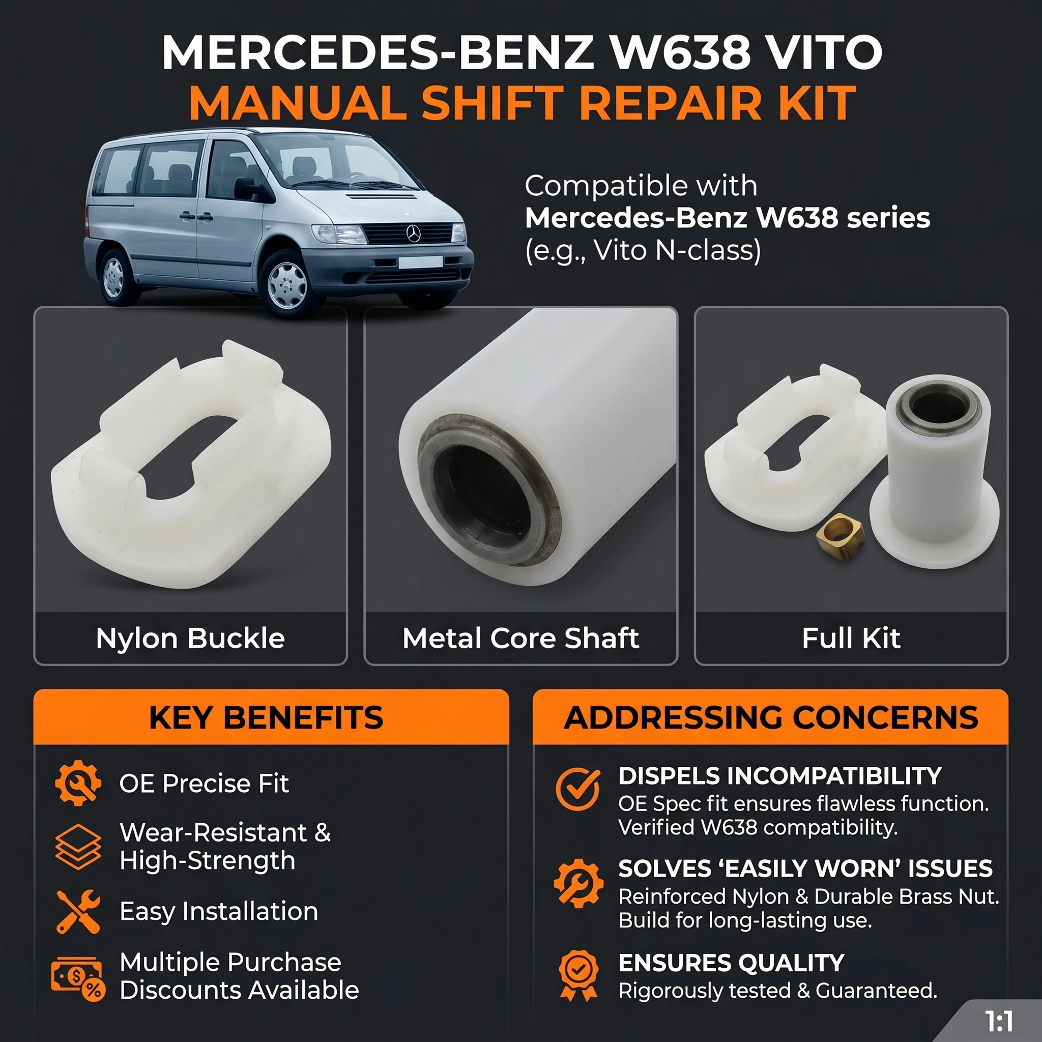 Getriebe-Wählhebel Reparatur-Set für Manuelles Getriebe Mercedes Benz Vito Klasse W638 A0002652821638 0002651249 A0002652821 – Detail 4