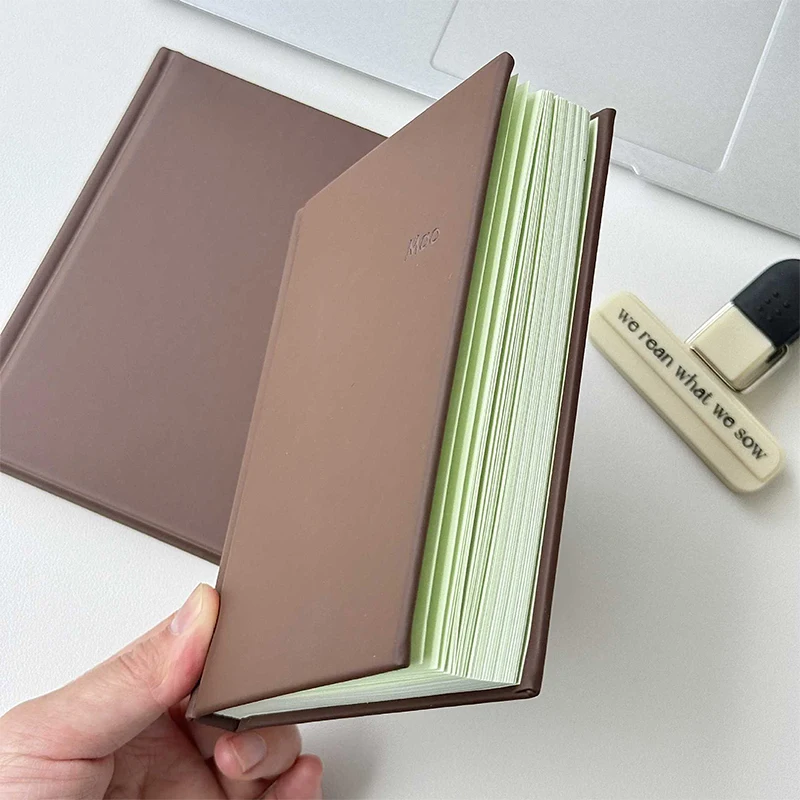 Süßes A6-Notizbuch für Mädchen, verdicktes Notizbuch, Tagebuch, Mint, Schokolade, grüne Innenseite, Kawaii-Briefpapier
