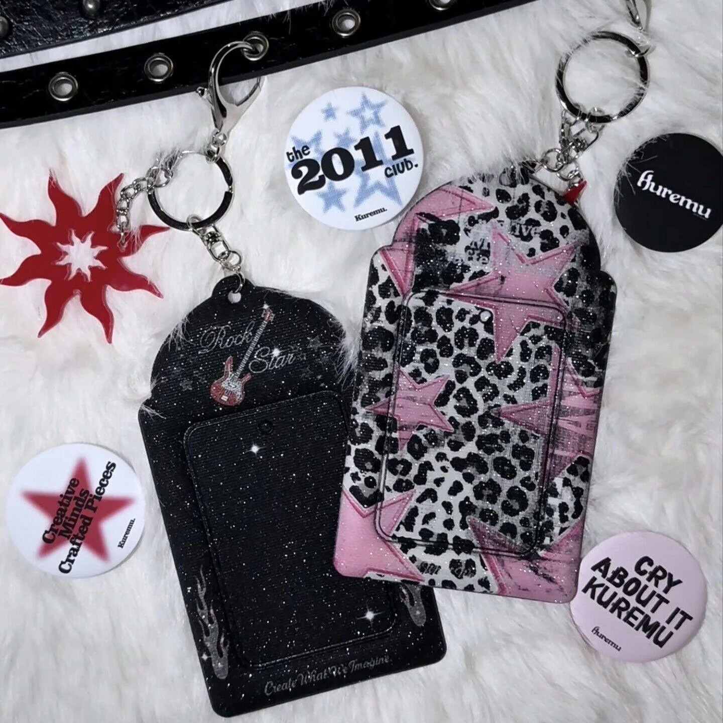 New Retro Star Leopard Print 3-Inch Photocard Holder, Instant Photo Storage Frame, Decorative Bag Charm for Idol Fans