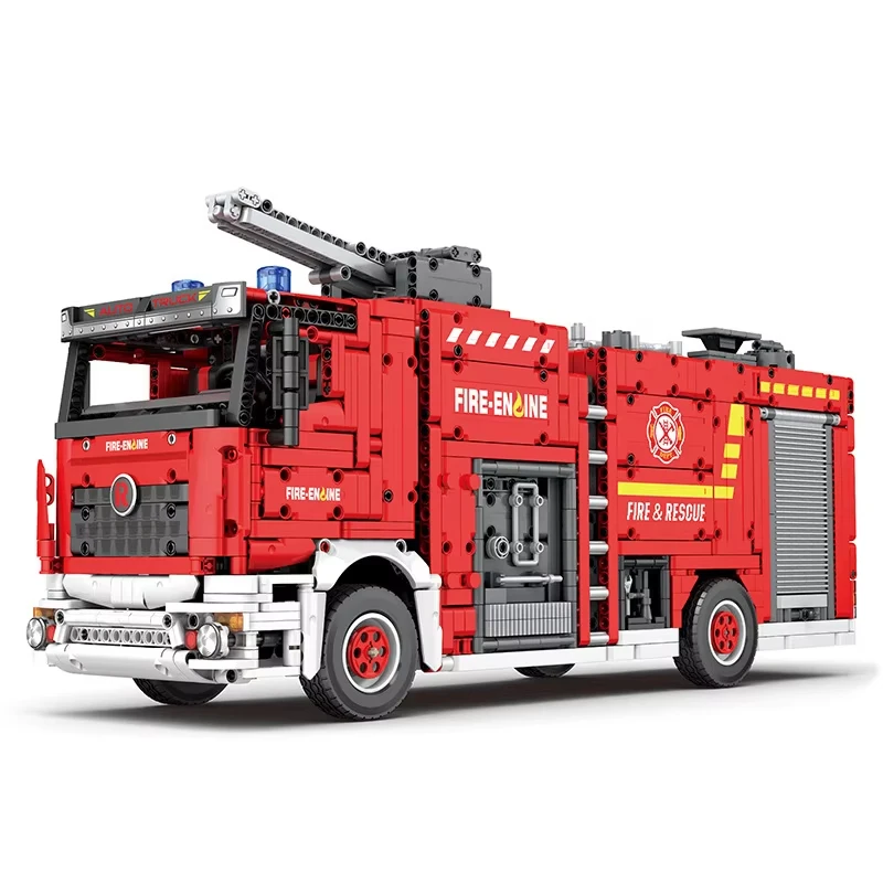 2692PCS City Water Jet Fire Truck Building Blocks MOC Model RC Technical Car Rescue Vehicle Bricks Toys For Kids Holiday Gifts