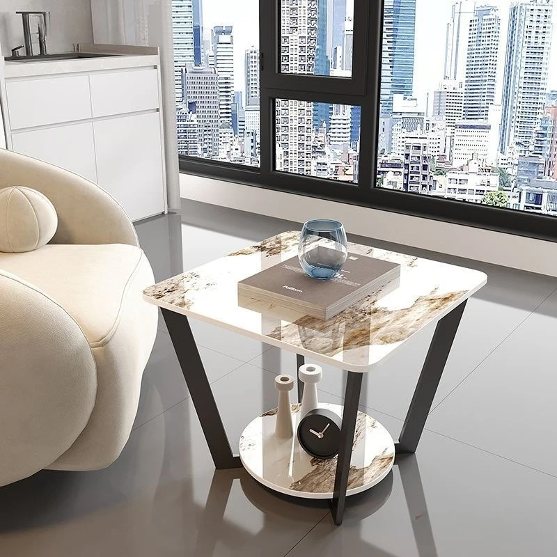 

Light luxury Italian minimalist square table, bedside table, marble slate small coffee table, corner table