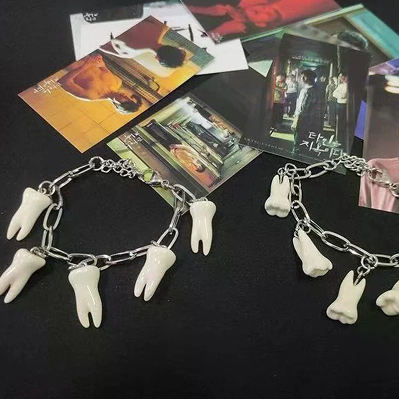Trendy Unique Stainless Steel Bracelet Teeth Charm Bracelet Gothic Bracelet Jewelry