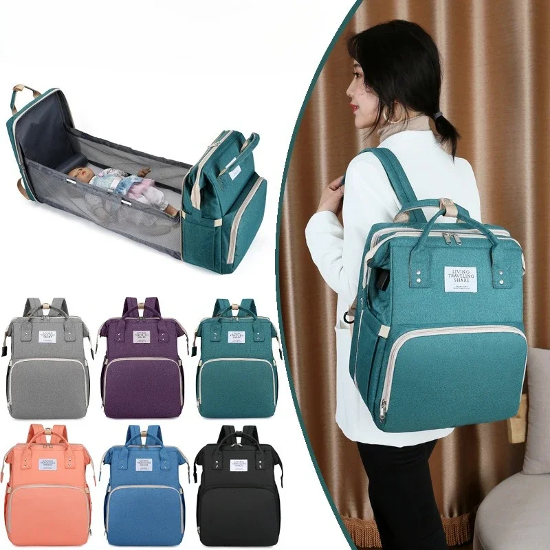 Mommy Diaper Bags Baby Bed Mother Large Capacity Nappy Milk Bottle Backpacks with Changing Mat Convenient Baby Nursing Bags Gift