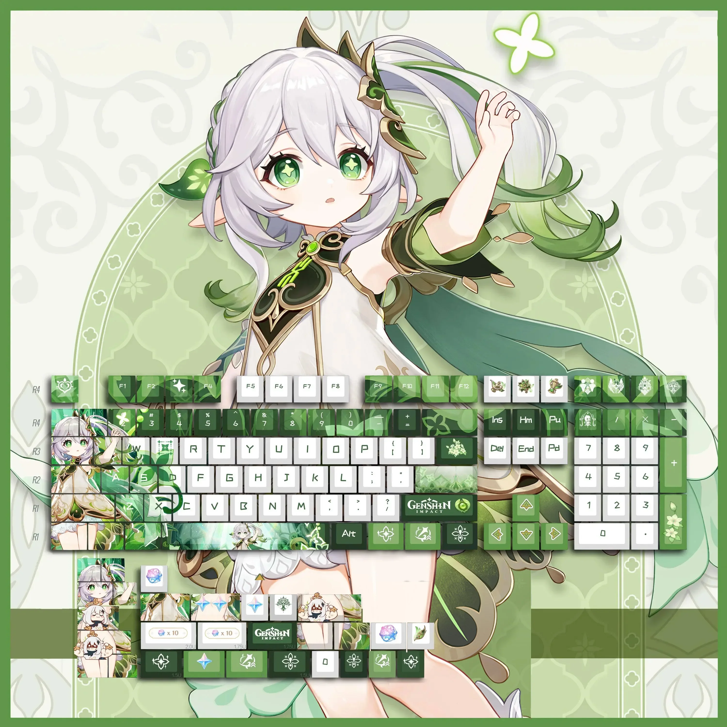

Game Keycap Genshin Impact Nahida 120 Keycaps PBT Key Caps for Mechanical Keyboard Game Customize Cosplay Doujin Gifts