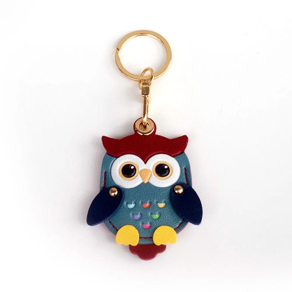 Cartoon Owl Charm Cartoon Owl Keychain Faux Leather PU Leather Card Holder Keychain Anti-scratch 2 in 1 Holder