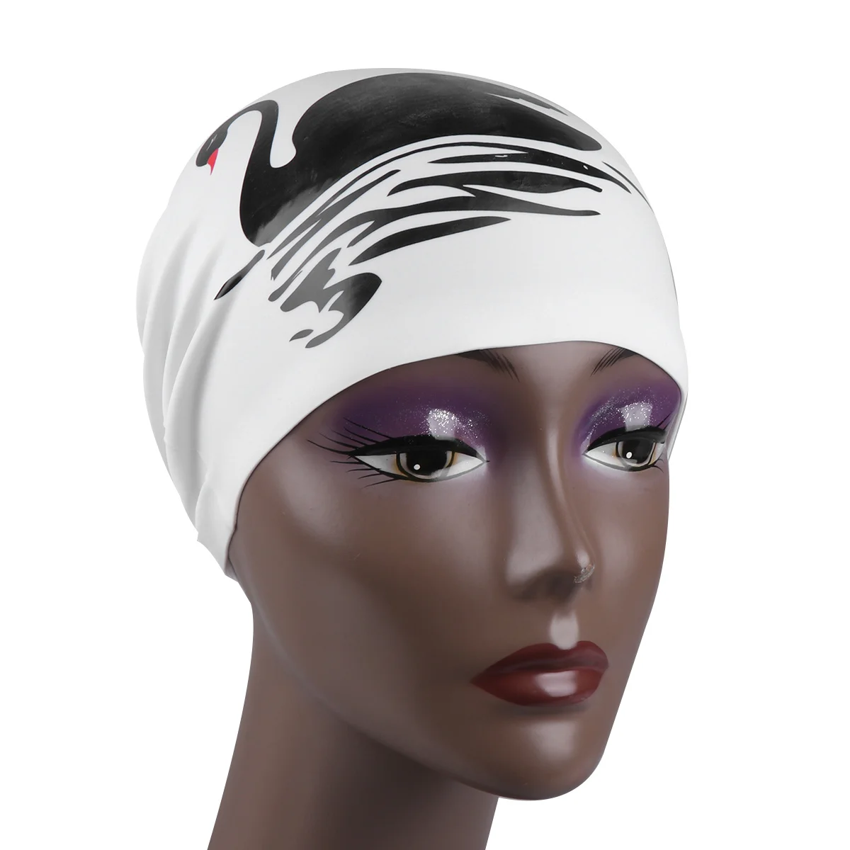 1 قطعة نمط البجعة سيليكون السباحة مقاوم للماء قبعة السباحة المرنة خفيفة الوزن مرنة قبعة حمام السباحة حماية الشعر الطويل #6