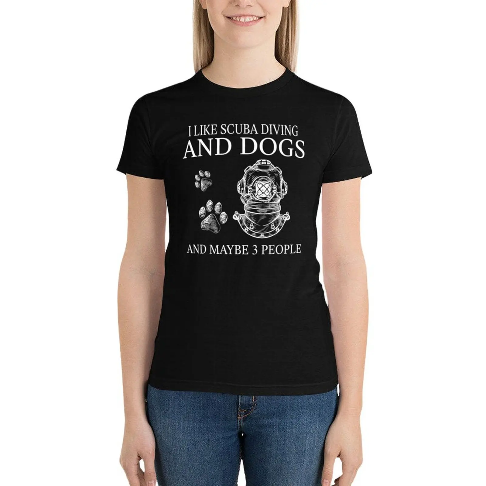 

I Like Scuba Diving And Dogs And Maybe 3 People T-Shirt cute tops shirts graphic tees Blouse Women's summer blouses 2024