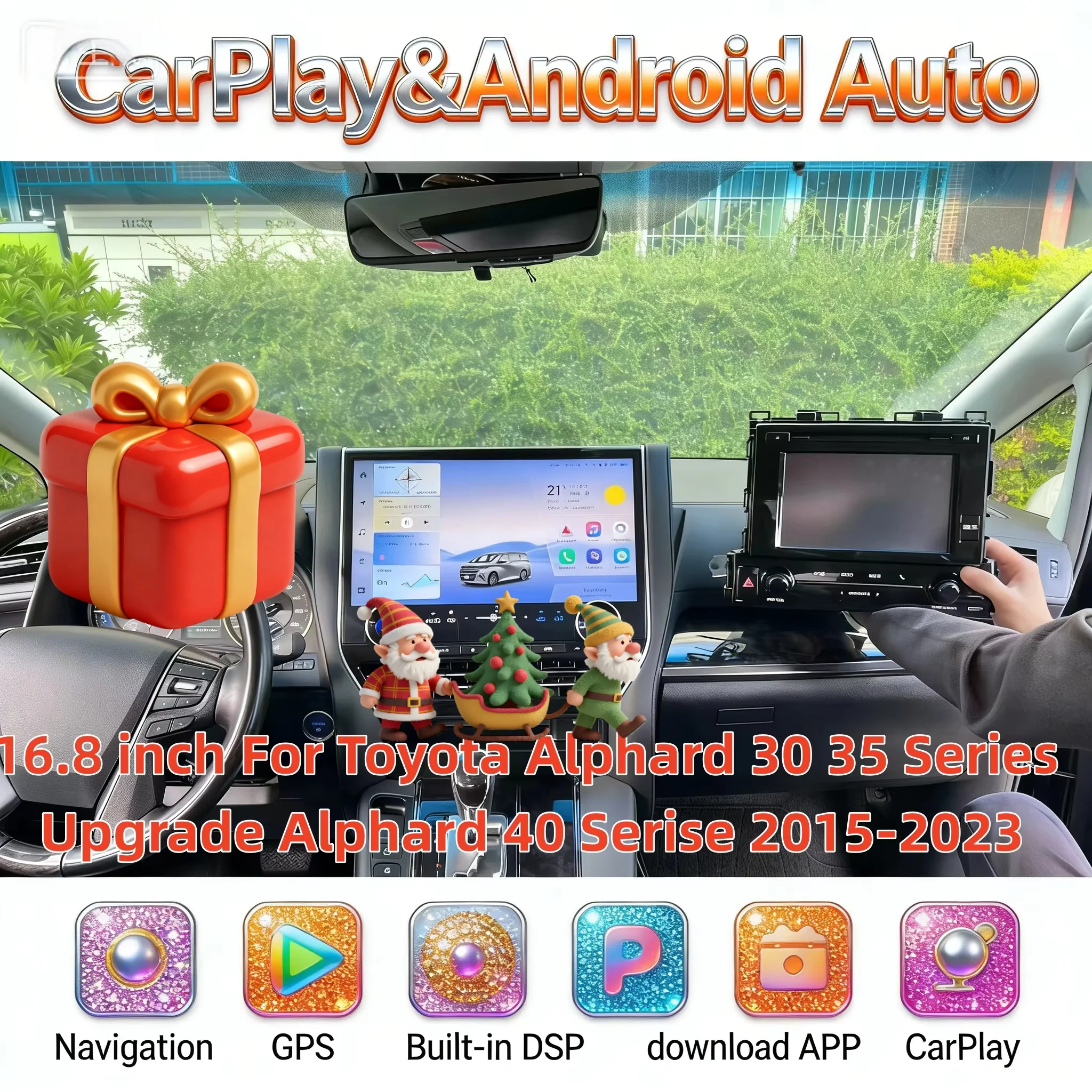 Android Multimedia Player  For Toyota Alphard 30 35 Series Upgrade Alphard 40 Serise 2015-2023 CarPlay GPS 4G WiFi Navigation