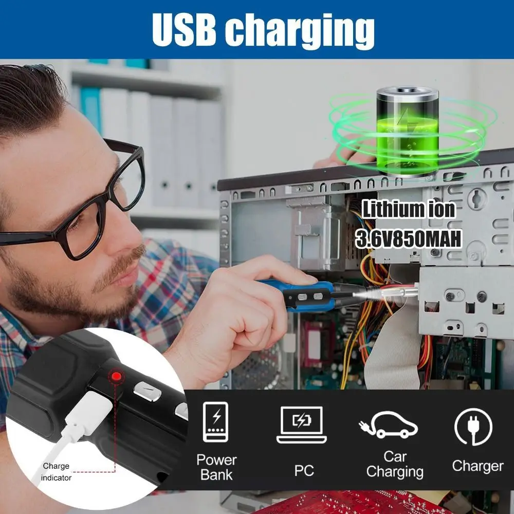 

3.6V Electric Screwdriver with LED Light USB Rechargeable Mini Home Screwdriver Portable Automatic Power Screw Driver