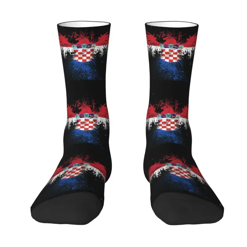 Funny Print Flag Of Croatia Socks for Men Women Stretch Summer Autumn Winter Croatian Patriotic Crew Socks