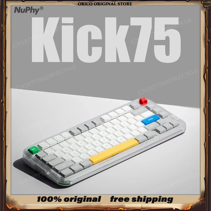 Hot Sales NuPhy Kick75 Three Mode Mechanical Keyboard High Switch Low Switch Switchable Gaming Keyboard With Knob RGB Light PC
