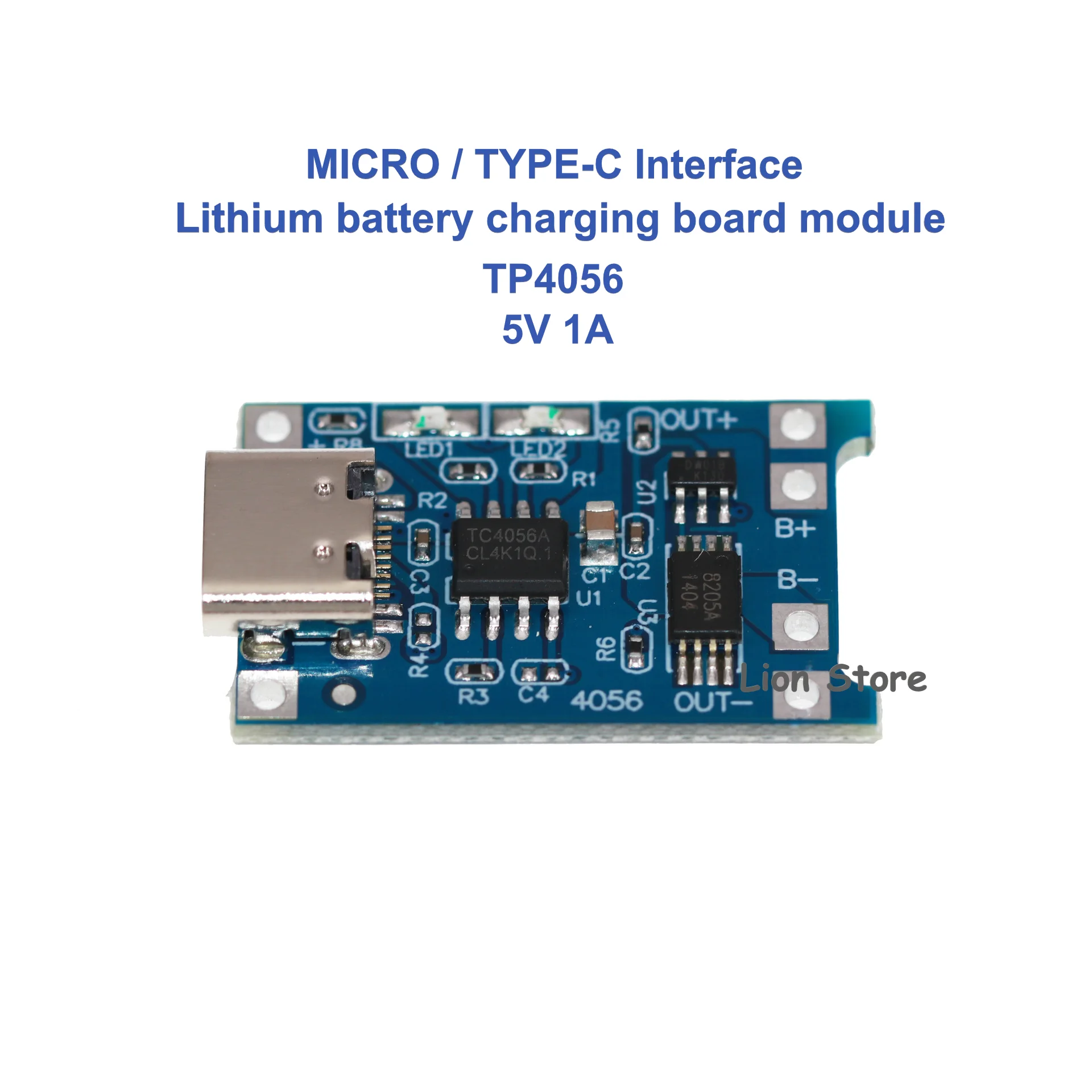 50pcs-100pcs/lot TYPE-C USB interface TP4056 5V 1A Li-ion battery charging board module charging protection 2-in-1