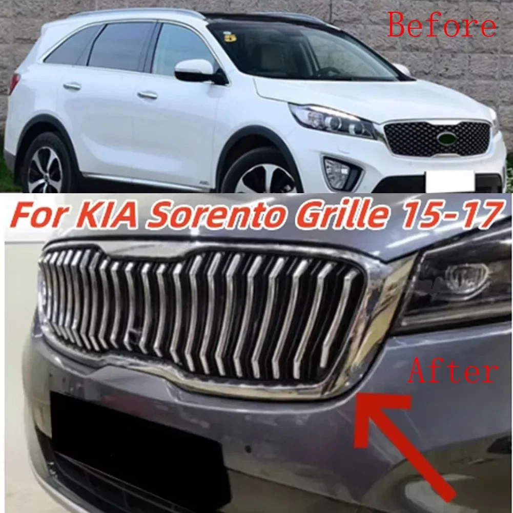 High Quality Refit Front Grille Racing Grill Tuning For Kia Sorento 2015 2016 2017 ABS Radiator Grille Frame Trim Car Styling