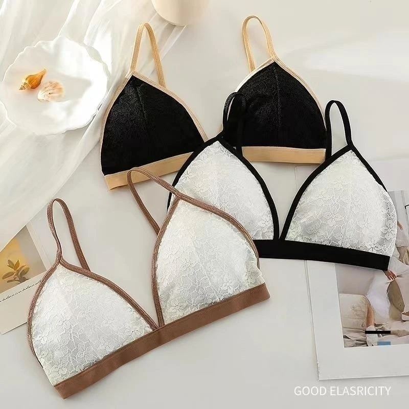 Lace Bra Sexy Women's Bra Thin Style Underwear Without Steel Ring French Bralette Triangular Cup Bras Comfort Push Up Brasieres