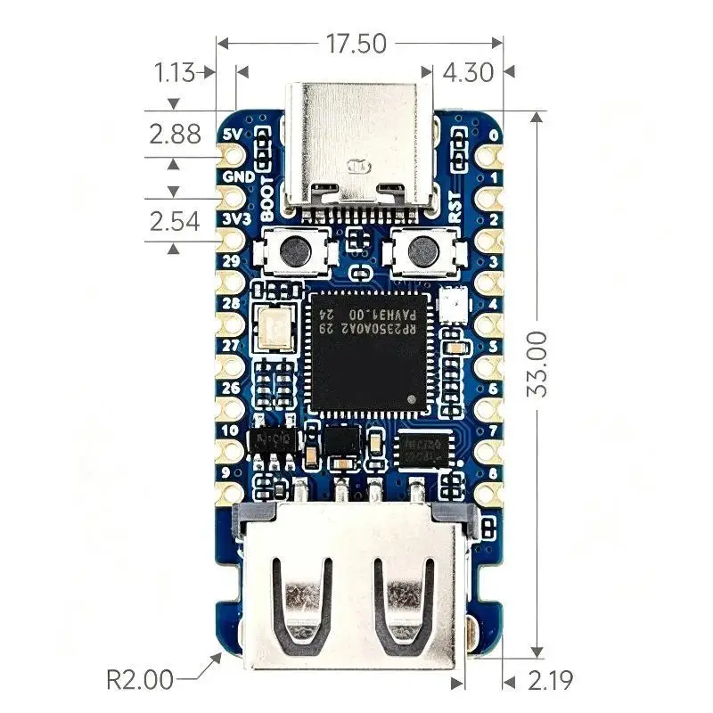 1Pcs RP2350 Microcontroller Development Board Type-C USB-A Dual Interface Module for Game Controller DIY Modification