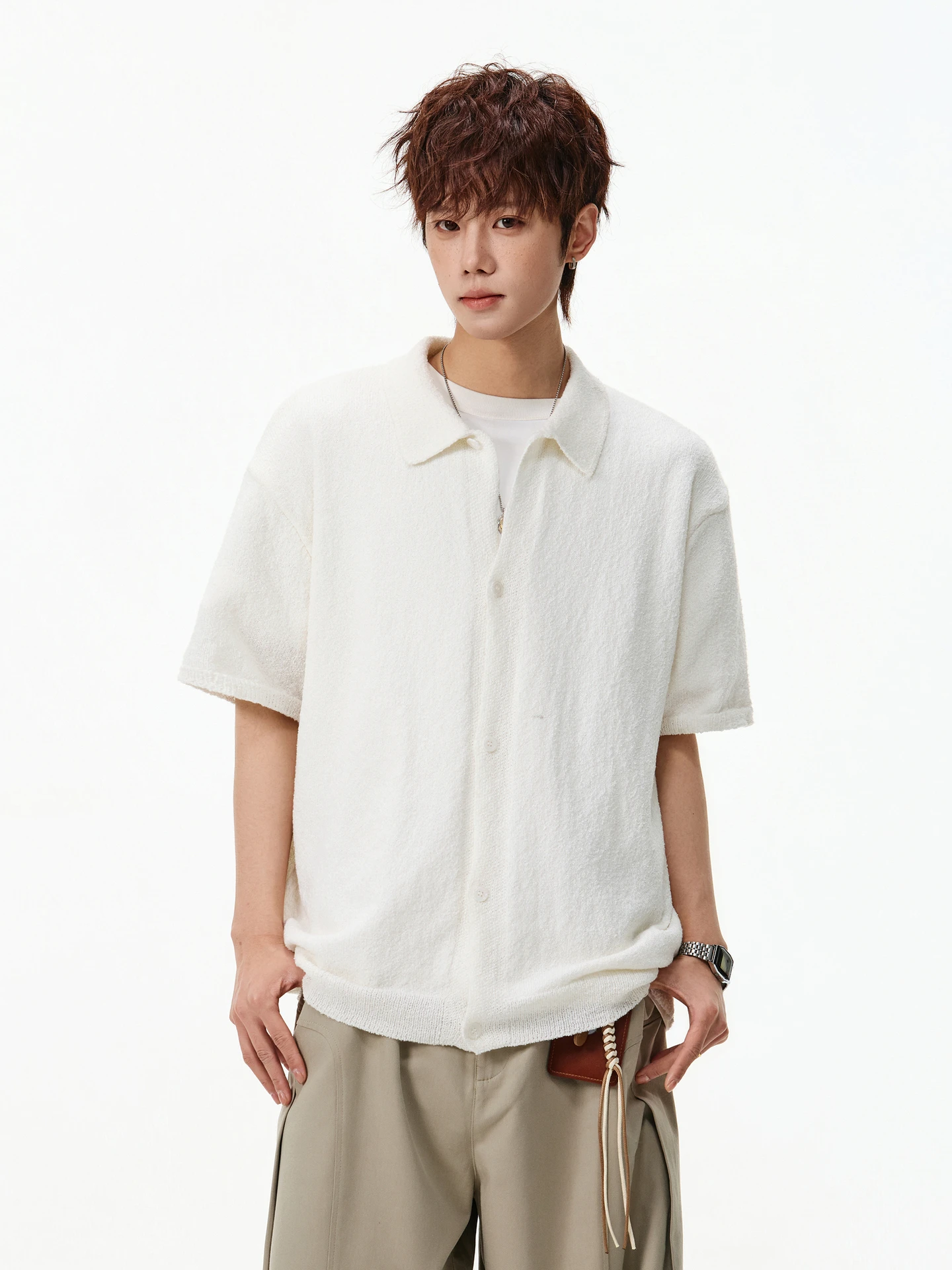 

Summer Trendy Texture Color ort Sve Loose Men's irt Vintage Couples Match f Sve irt Youth ular Casual...