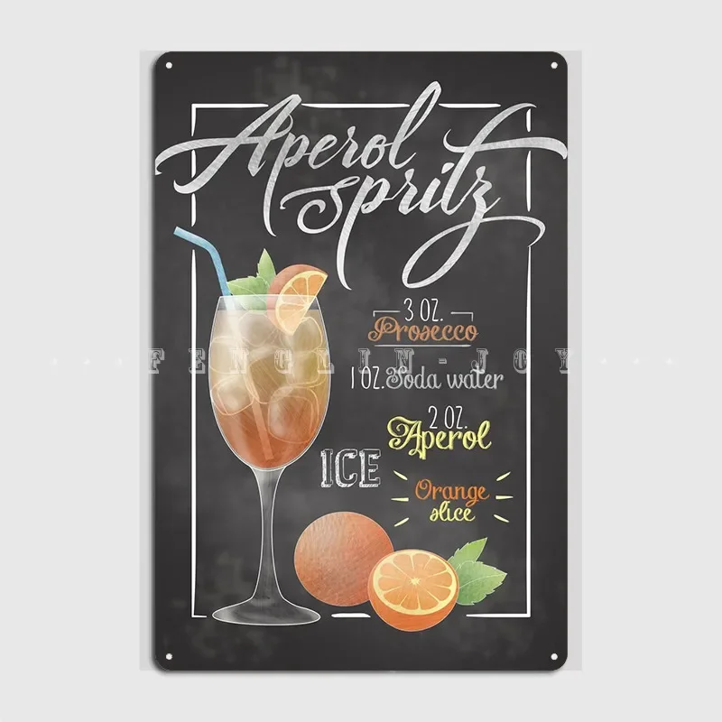 Aperol Spritz Cocktail Bar Metal Sign Plates Customize Club Bar Wall Pub Tin Sign Posters