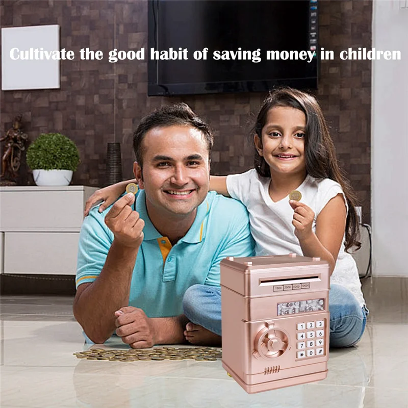 AS95-Automatisches Mini-Safe-Sparschwein – Münzbank mit Passwortsperre und Bargeldspartheke, ideales Geschenk für Kinder