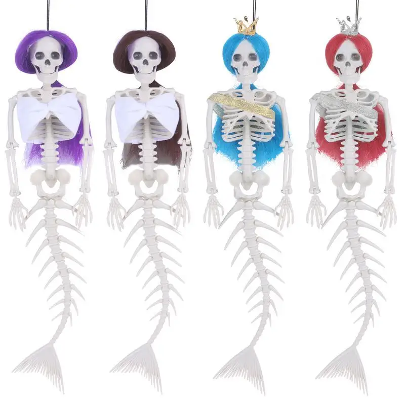 

Hang Mermaid Skeleton Movable Joints Halloween Mermaid Skeleton Decoration Haunted House Halloween Decorations Accessories