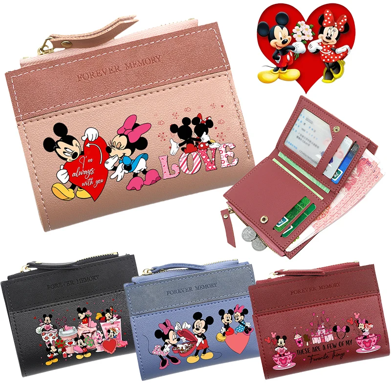 

Disney Mickey Mouse Short Wallet Small Money Purses Large Capacity Card Holder Bag Cartoon Coin Pouch Card Holder Coin Bag Gift