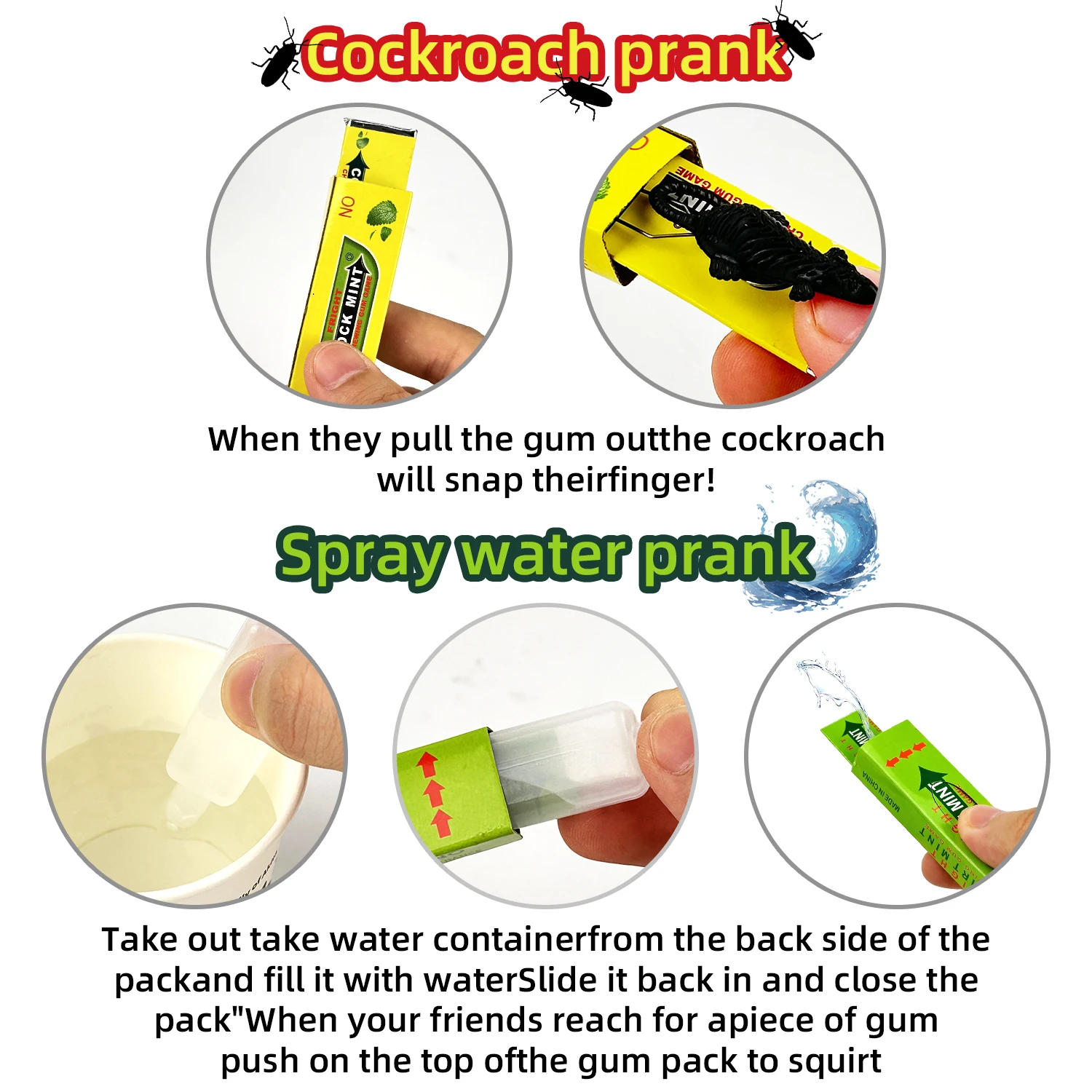 Spray gum pranks and pranks funny bugs scary candy toys