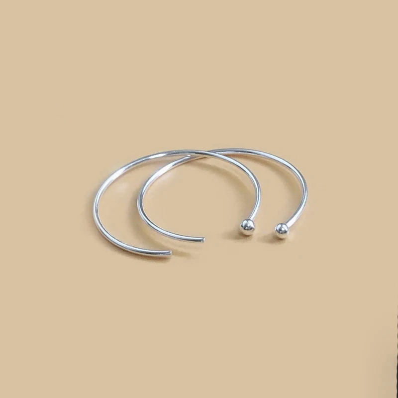 925 Sterling Silver 18/26mm Endless Ball End Ear wire (0.64mm) Loop Ear Components Wholesale Jewelry Findings