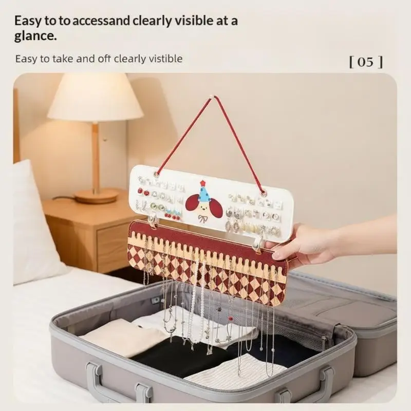 3-in-1 Hängender Schmuck-Organizer zur Wandmontage, Brillen-, Ohrring- und Halsketten-Aufbewahrungstasche, tragbarer Aufbewahrungsbeutel für Zuhause und Reisen – Detail 1