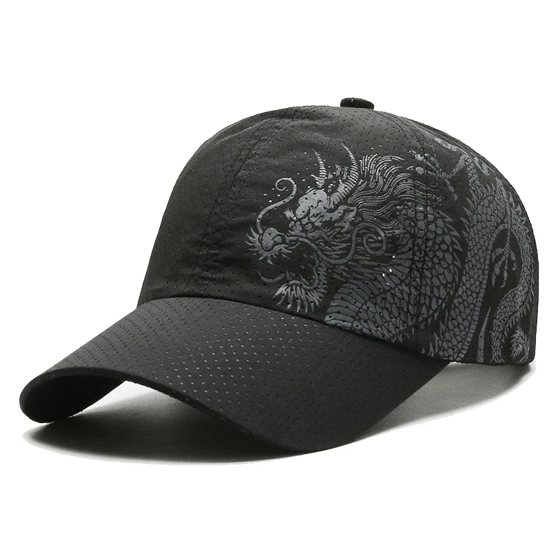 Casquette de baseball Dragon chinois unisexe, séchage rapide, trou d\'air, sports de plein air décontractés, pare-soleil, chapeaux de camionneur,