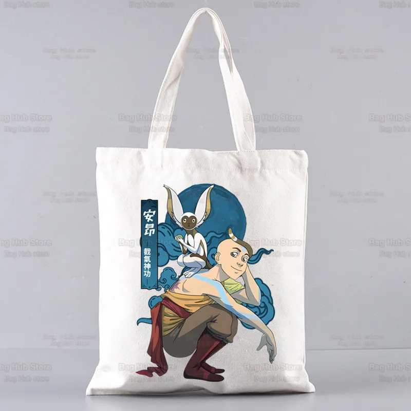 Appa YIP YIP Cartoon Canvas Shoulder Tote Bag Handbags Avatar The Last Airbender Eco Reusable Shopping Bag Vintage Ulzzang Bags