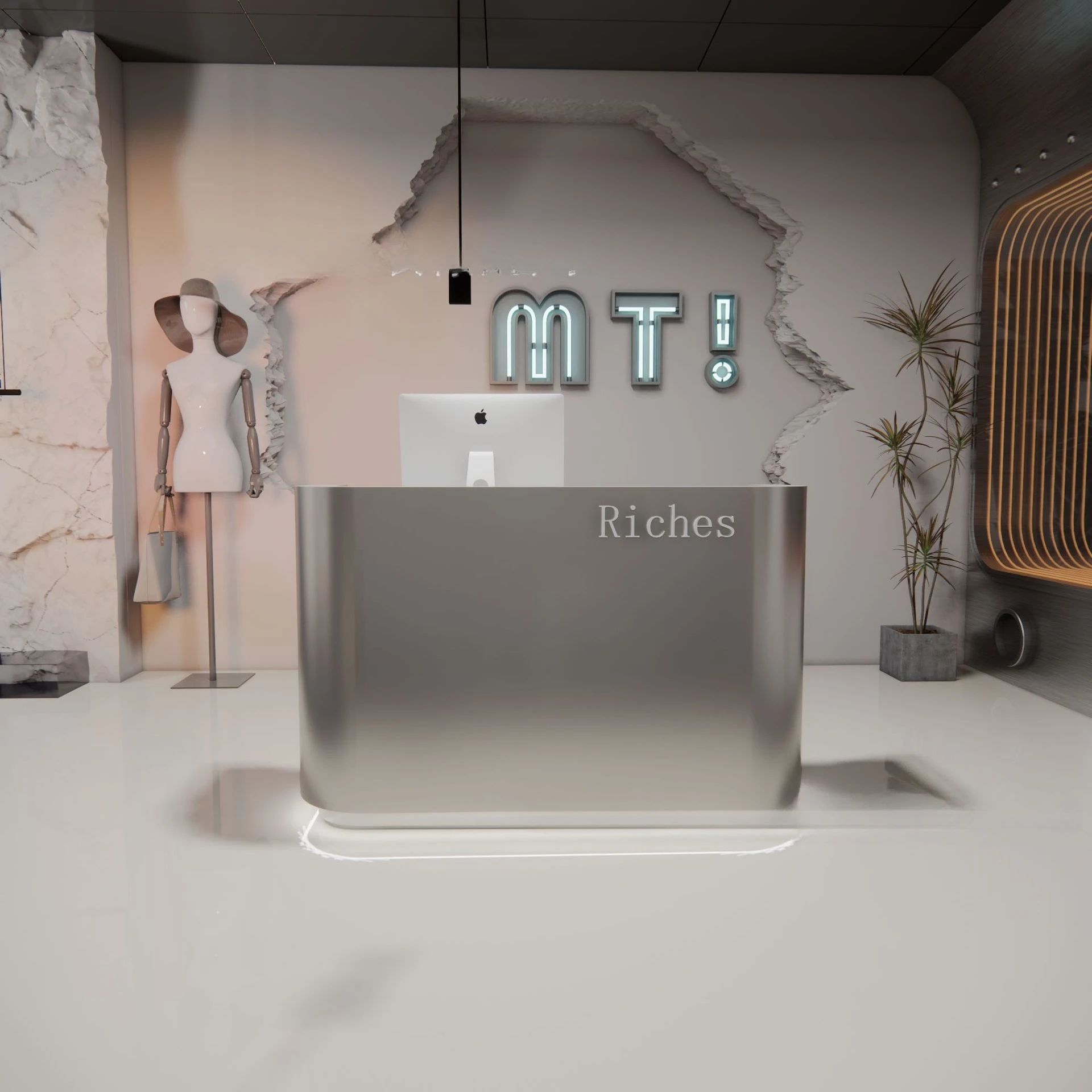 Clothing store Stainless steel bar counter store Small checkout page Simple barber shop Beauty salon Front desk Internet celebri