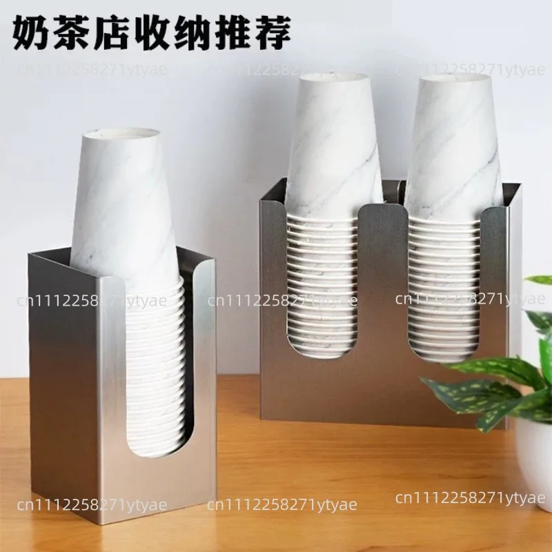 Commercial Countertop Disposable Cup Storage Rack Multi Function Cup Dispenser For Cafe Milk Tea Bar